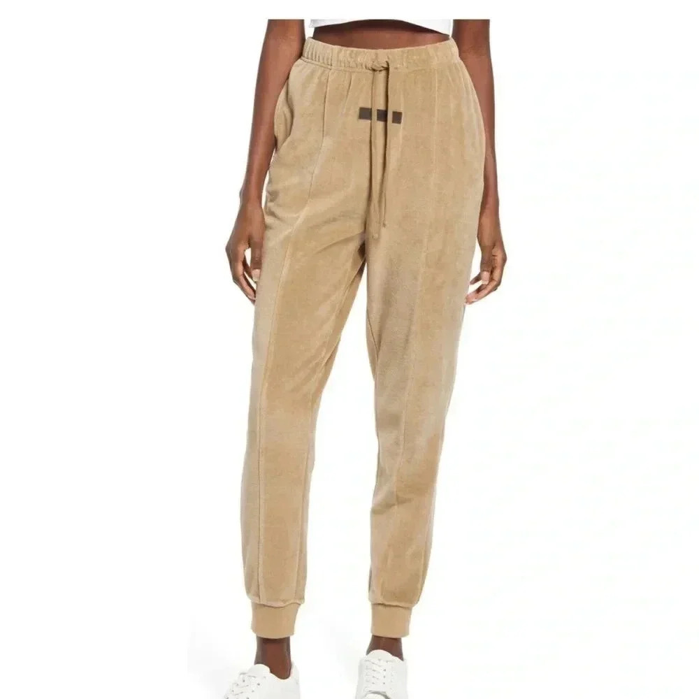 Essentials Fear of God Cotton Blend Velour Pants Oak Size Medium